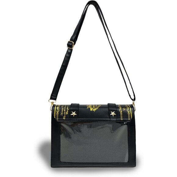 Cute Black Ita Bag with Pin Display - Adjustable Crossbody for Anime Lovers - Picture 3 of 6